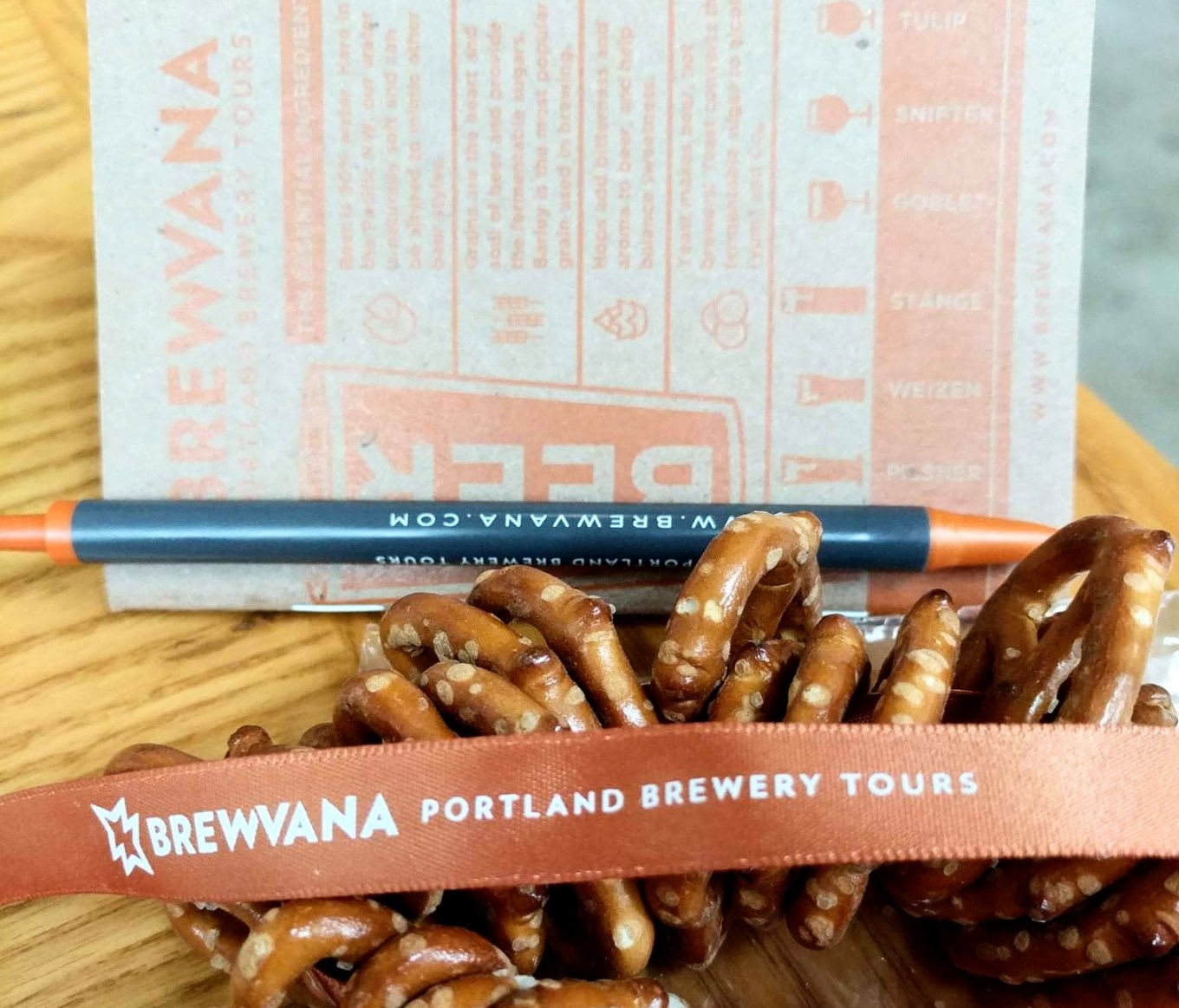BREWVANA Tour Pretzel Necklace Notebook Portland Tourism