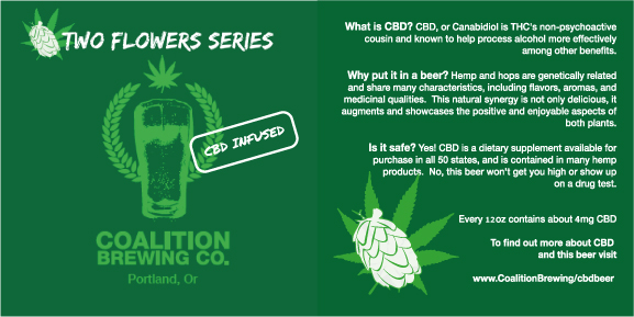 Two Flowers Series Label Coalition Brewing CBD IPA